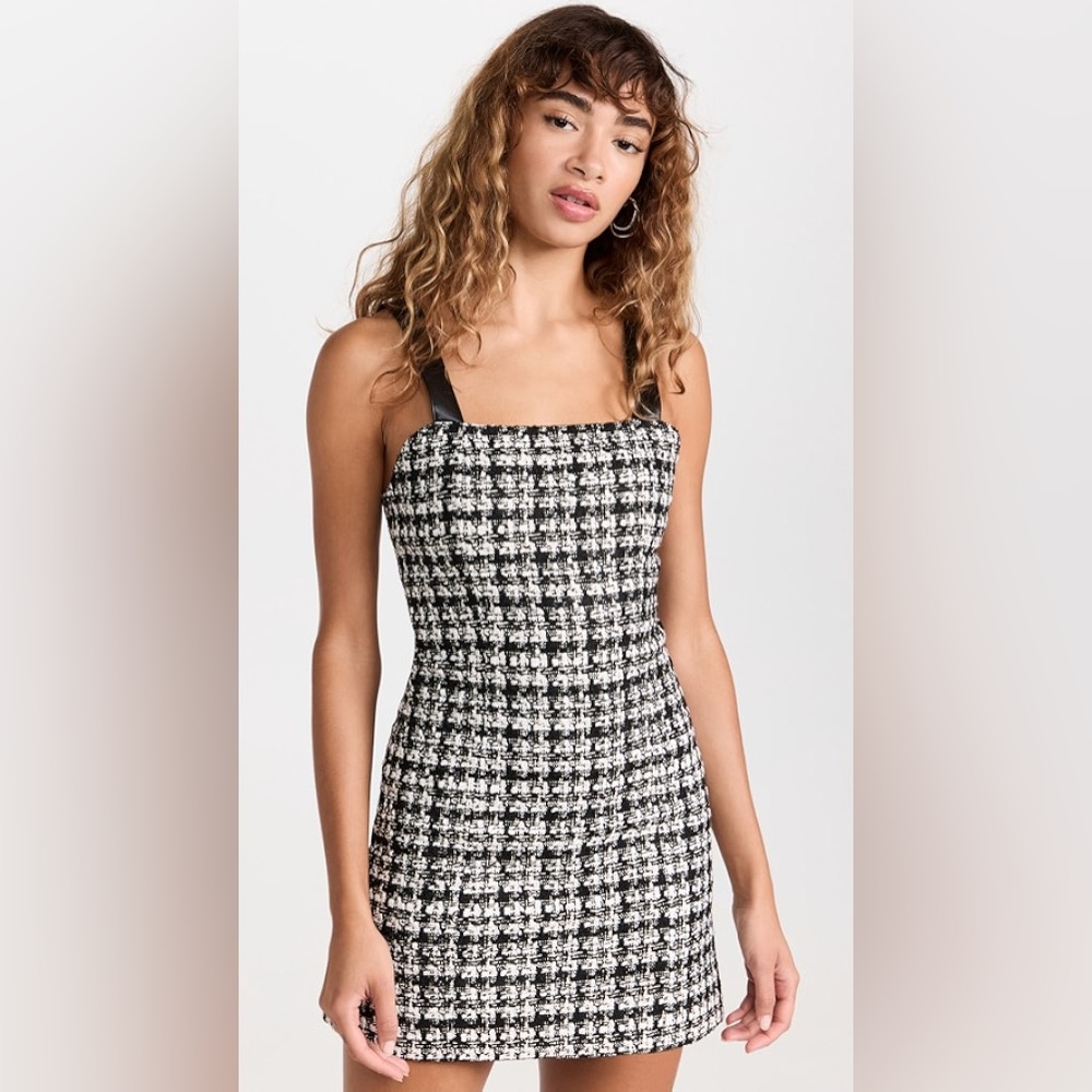 NWT Alice + Olivia Bonita A-Line Dress. Black, white & gold. Size 6